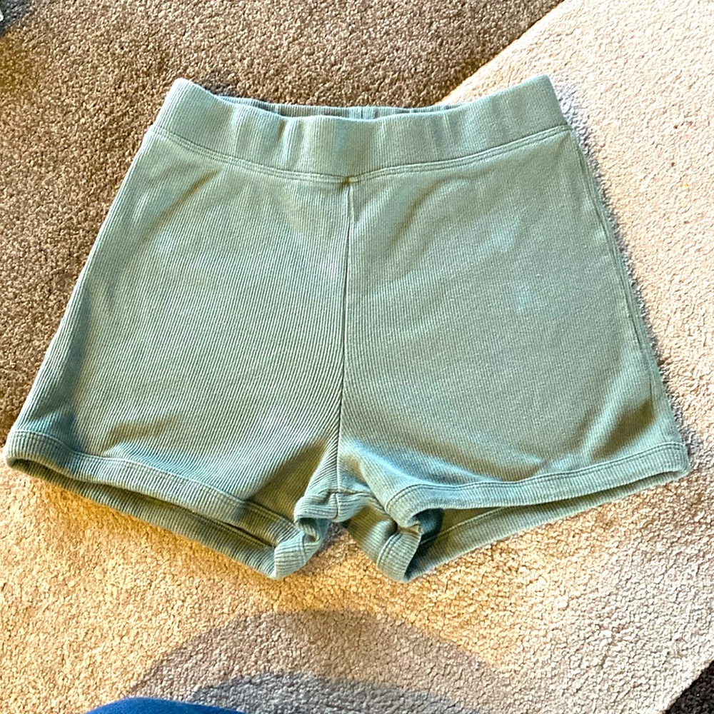 Zara Green Ribbed Shorts M